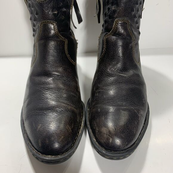 Born Leather Textured Studded Ankle Cowboy Western Boots Size 9.5 Women’s - Picture 5 of 16